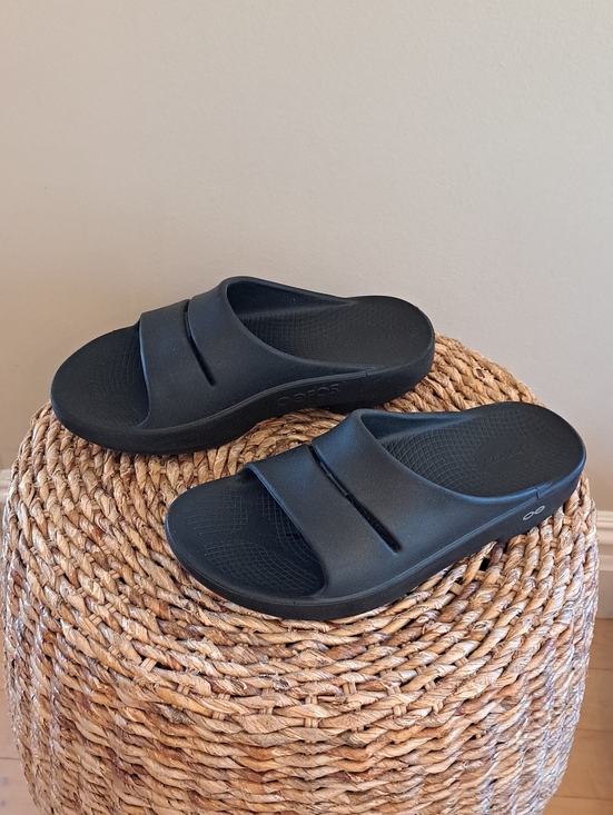 OOFOS Unisex Black Recovery Activewear/Athleisure/Gym Rubber Slides M8/W10 main image 7